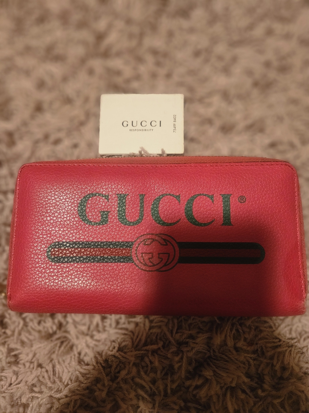 💗Gucci PINK GRAPHIC Logo FULL Zip LONG Wallet 💗